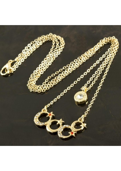 Ds-Derin Ay Yıldız Yeni Sezon Ikili Kolye-Sarı fiyatları