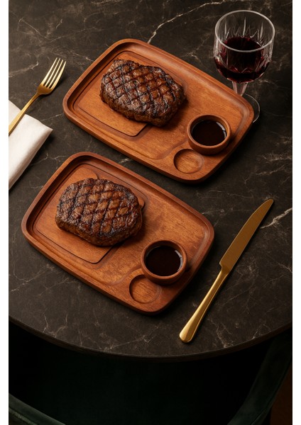 Legnoa Ahşap ( 1.sınıf Kalite Kayın Ağacı ) 2 Adet Servis Tabağı, Sunum Tabağı, Yemek Tabağı 35X25CM