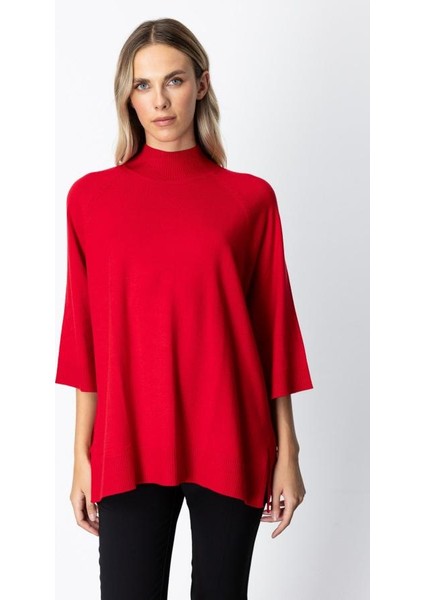 65310 Onteks Arkası Düğmeli Yırtmaçlı Yarım Balıkçı Salaş Kazak