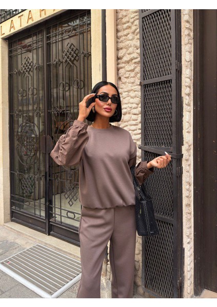 Kadın Oversize Eşofman Takımı – Kahverengi Rahat Kesim Ikili Takım modelleri