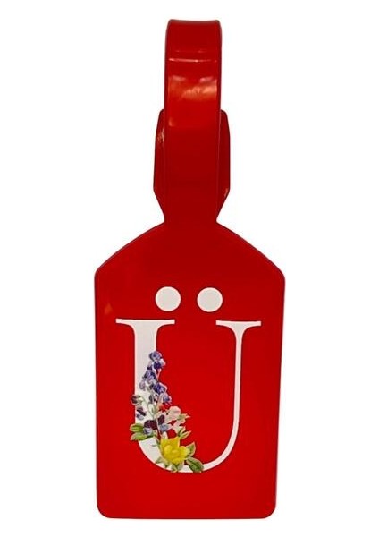 Ü Harf Kırmızı Bavul Etiketi,valiz Etiketi,kartlık,isimlik,bagaj Etiketi