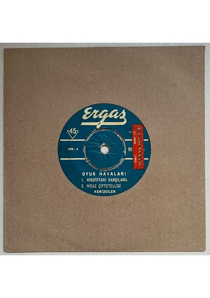 Kerizciler Rampi Eski Istanbul Çiftetellisi Hindistani Karşılama 45 Lik Plak (Orijinal Dönem Baskı Plak)
