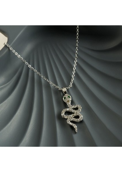 Ds-Derin Yılan Zirkon Taşlı Yeni Sezon Kolye-Sarı