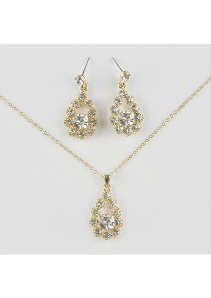 Zengezur Taşlı Set Kolye-Gümüş Rengi