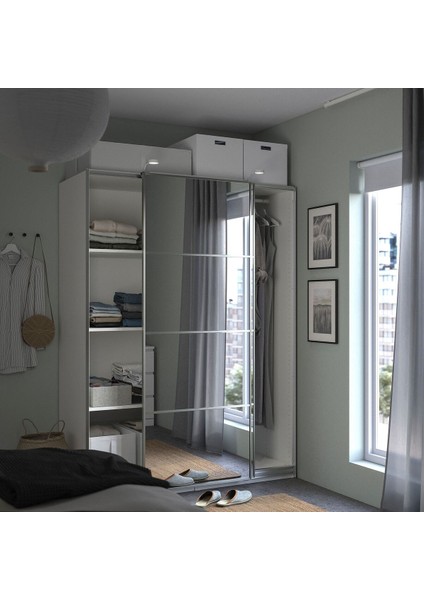 Pax Sürgü Kapaklı Gardırop, Beyaz-Aynalı Cam, 150X66X201 cm fiyatları