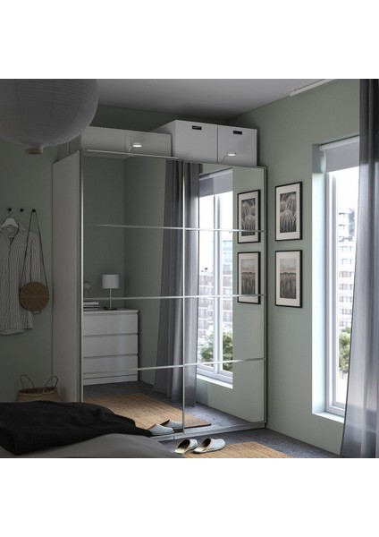 Pax Sürgü Kapaklı Gardırop, Beyaz-Aynalı Cam, 150X66X201 cm modelleri