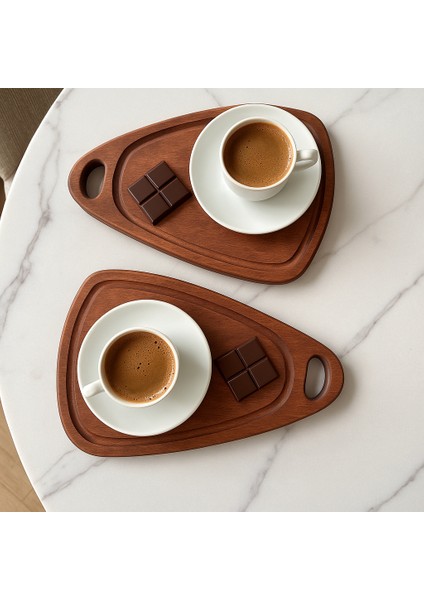 Eclipse Ahşap ( Kayın Ağacı ) 2 Adet Kahve ve Bardak Altlığı, Sunumluk 27CM