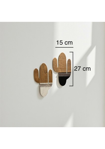 Kaktüs Duvar Süsü, Etnik Desen,kendinden Yapışkanlı, Siyah&beyaz Detaylı, 2li Set, 27X15CM Ölçü fiyatları