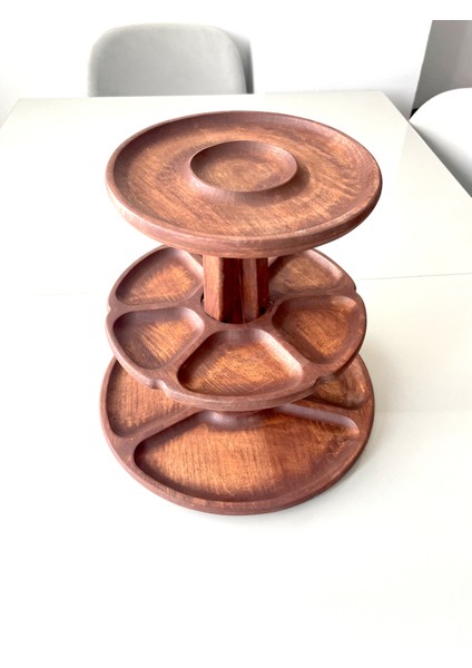 Mapora Ahşap (1.sınıf Kalite Kayın Ağacı) 3 Katlı Sunum Tabağı, Çerez Tabağı, Meyve Tabağı G30XY27CM modelleri