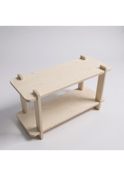 Dikdörtgen Ahşap Orta Sehpa, Iki Gözlü, 80X30CM, Kayın, Portatif, Dekoratif, Doğal, Geçmeli Sistem modelleri