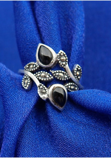 925 Ayar Kadın Gümüş Oltu Taşı Yüzük SY00032 modelleri