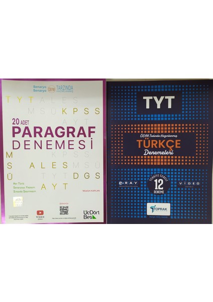 Üçdörtbeş Yayınları 20 Adet Paragraf Deneme - Türkçe Deneme