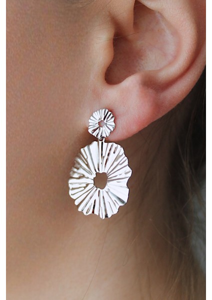 Vıp Çelik Çiçek Model Sallantılı Küpe