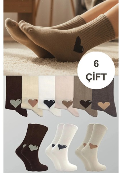 Kadın Çok Renkli Pamuklu Soket Çorap 6'lı Paket