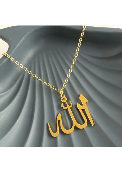 Ds-Derin Allah Yazılı Uçlu Kolye-Sarı