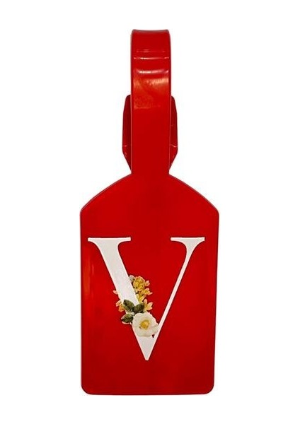 V Harf Kırmızı Bavul Etiketi,valiz Etiketi,kartlık,isimlik,bagaj Etiketi