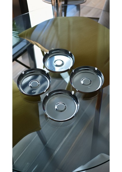 4'lü Paket - Kafe , Restoran , Masaüstü Paslanmaz Yuvarlak Metal Kül Tablası fiyatları