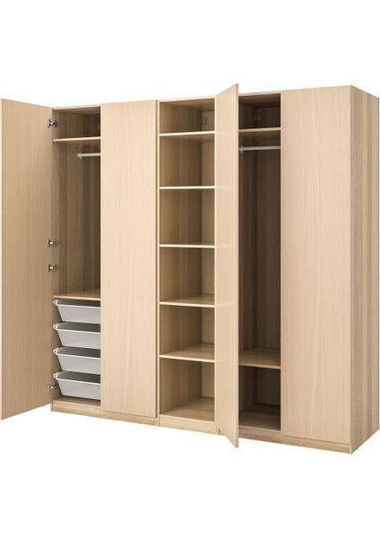 Pax Gardırop, Ağartılmış Meşe Görünümlü, 250X60X236 cm