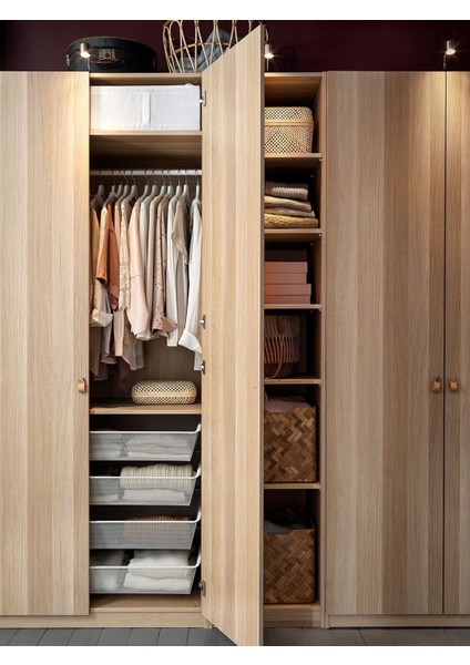 Pax Gardırop, Ağartılmış Meşe Görünümlü, 250X60X236 cm modelleri