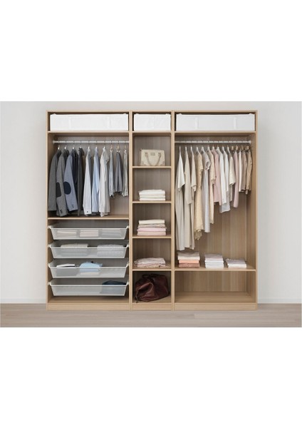 Pax Gardırop, Ağartılmış Meşe Görünümlü, 250X60X236 cm fırsatları