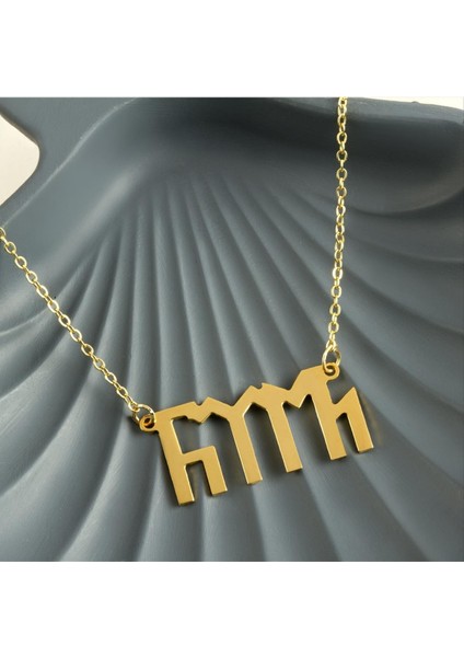 Ds-Derin Türk Yazılı Uçlu Kolye-Sarı