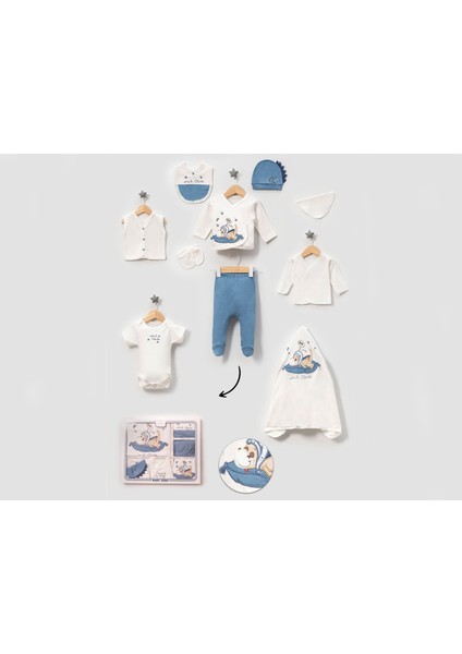 Dino Nakışlı 10LU Erkek Hastane Çıkışı Zıbın Set