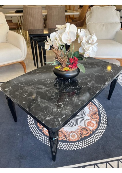 Orta Sehpa Lüx Siyah Mermer Full Siyah