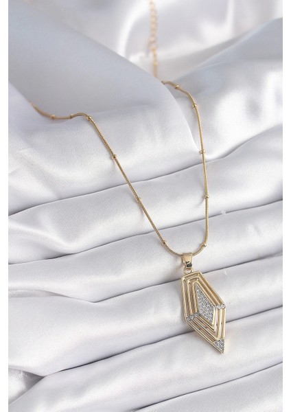 Bfs 316L Çelik Gold Renk Zirkon Taşlı Vintage Model Kadın Kolye fiyatları