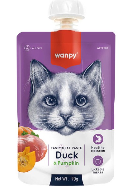 Elit Wanpy Ördek ve Bal Kabaklı Taze Ezme Kedi Ödül Maması 90GR