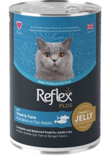 Elit Reflex Plus Jöle Içinde Et Parçacıklı Alabalıklı ve Ton Balıklı Yetişkin Kedi Konservesi 400GR