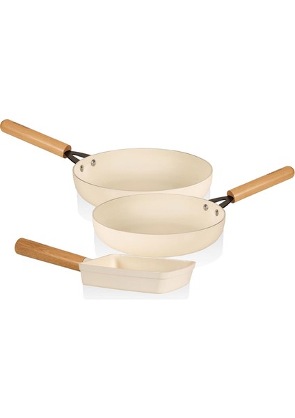 Cucina Di Mia Indüksiyon Tabanlı Seramik Tava Seti 3 Parça