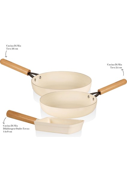 Cucina Di Mia Indüksiyon Tabanlı Seramik Tava Seti 3 Parça fiyatları