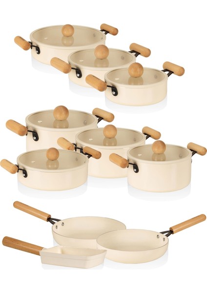 Cucina Di Mia Indüksiyon Tabanlı Seramik Tencere Seti 17 Parça