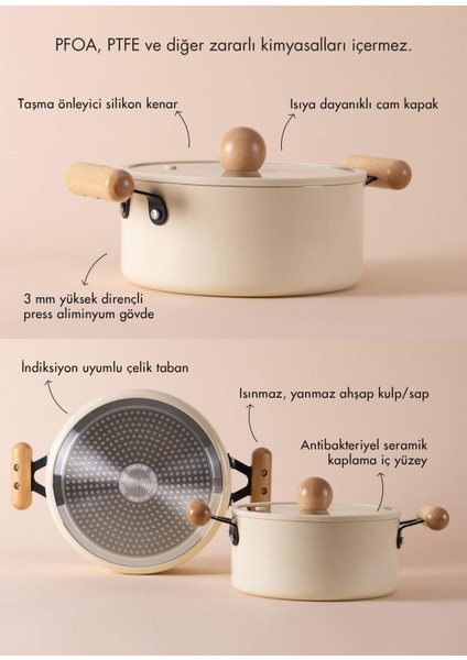 Cucina Di Mia Indüksiyon Tabanlı Seramik Tencere Seti 17 Parça indirimleri
