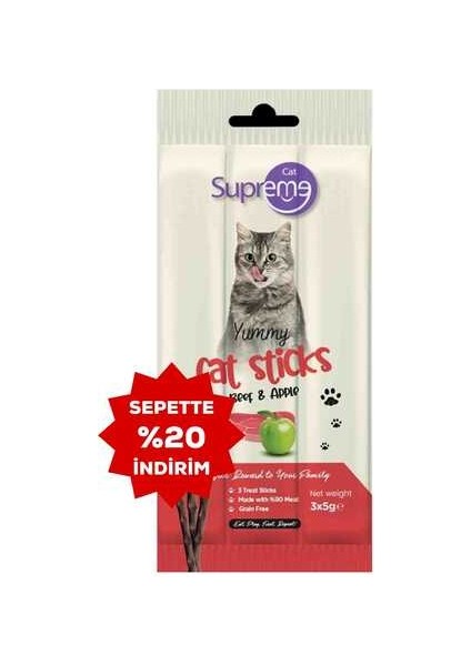 Elit Supreme Cat Sığır Etli ve Elmalı Ödül Çubuk 3X5GR