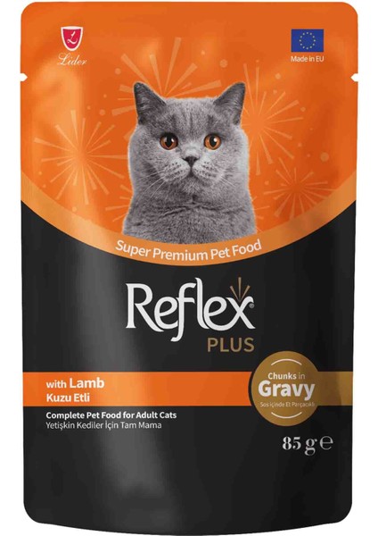 Elit Reflex Plus Sos Içinde Et Parçacıklı Kuzu Etli Yetişkin Kedi Konservesi 85GR