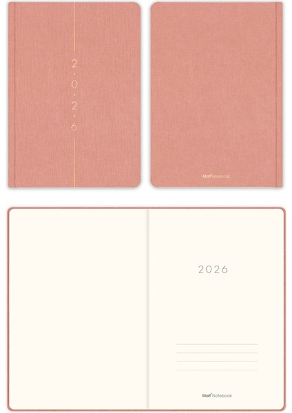 2026 Yılı A5 Keten Haftalık Ajanda 15X21 cm - 12 Aylık Pembe fiyatları
