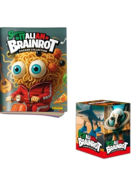 Lisanslı Panini Italian Brainrot Sticker Album+Box Of 50 (250 Çıkartma) Tung Tung Sahur
