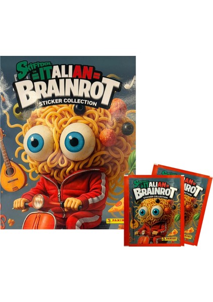 Lisanslı Panini Italian Brainrot Sticker Album+Box Of 50 (250 Çıkartma) Tung Tung Sahur modelleri
