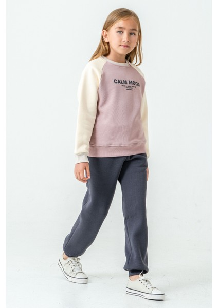 Kız Çocuk Calm Mood Baskılı 3 Iplik Kalın Kışlık Eşofman Takımı AK4209 fırsatları