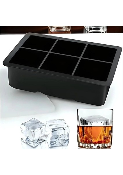 Bfs 6'lı Xl Küp Şeklinde Silikon Kolay Çıkabilen Buz Kalıbı