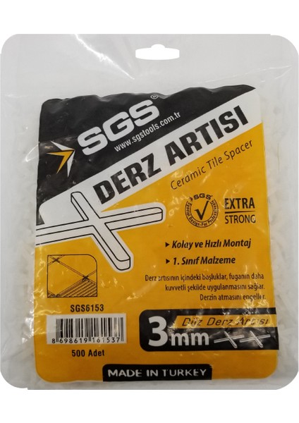 6153 Derz Artısı Tutamaklı 3mm - 500LÜ Paket