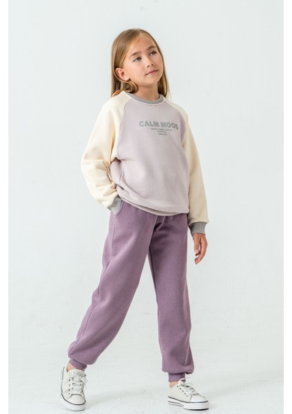 Kız Çocuk Calm Mood Baskılı 3 Iplik Kalın Kışlık Eşofman Takımı AK4209 fırsatları