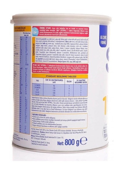 Bfs Sma Optipro Probiyotik 1 Bebek Devam Sütü 0-6 Ay 800 gr fiyatları