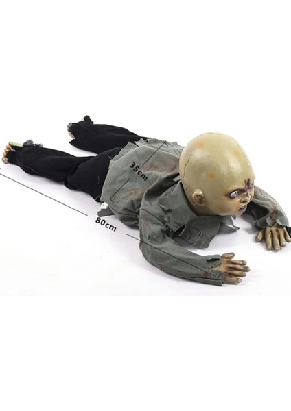 Bfs Sesli Işıklı ve Sensörlü Yerde Emekleyen Hareketli Bebek Hayalet Zombi Dekor 30X85 cm