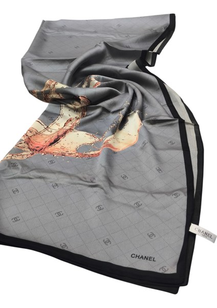 Ekose C Desen Vual Ipek Şal Gri