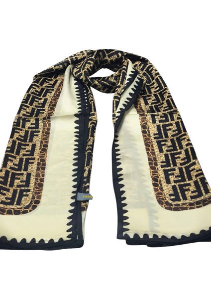 F Desen Vual Ipek Şal Krem Siyah fiyatları