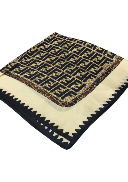 F Desen Vual Ipek Şal Krem Siyah modelleri