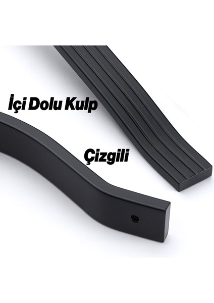 Akasya Siyah Metal 128 mm 10LU Set Mobilya Kulpu Çizgili Model Dayanıklı Uzun Ömürlü Modern Tasarım fırsatları