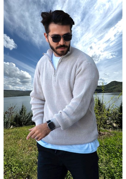 Erkek Triko Kazak Fermuarlı Dik Yaka modelleri